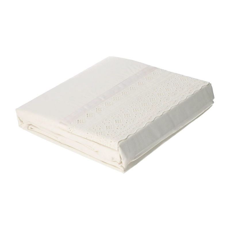 JUEGO DE SÁBANAS ANDES BRODERIE 144 HILOS 1.5 PLAZAS CRUDO  - 3