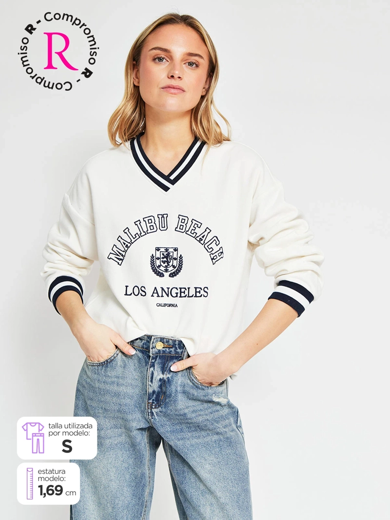 POLERÓN MUJER INDEX ALGODÓN CUELLO EN V MANGA LARGA - 1