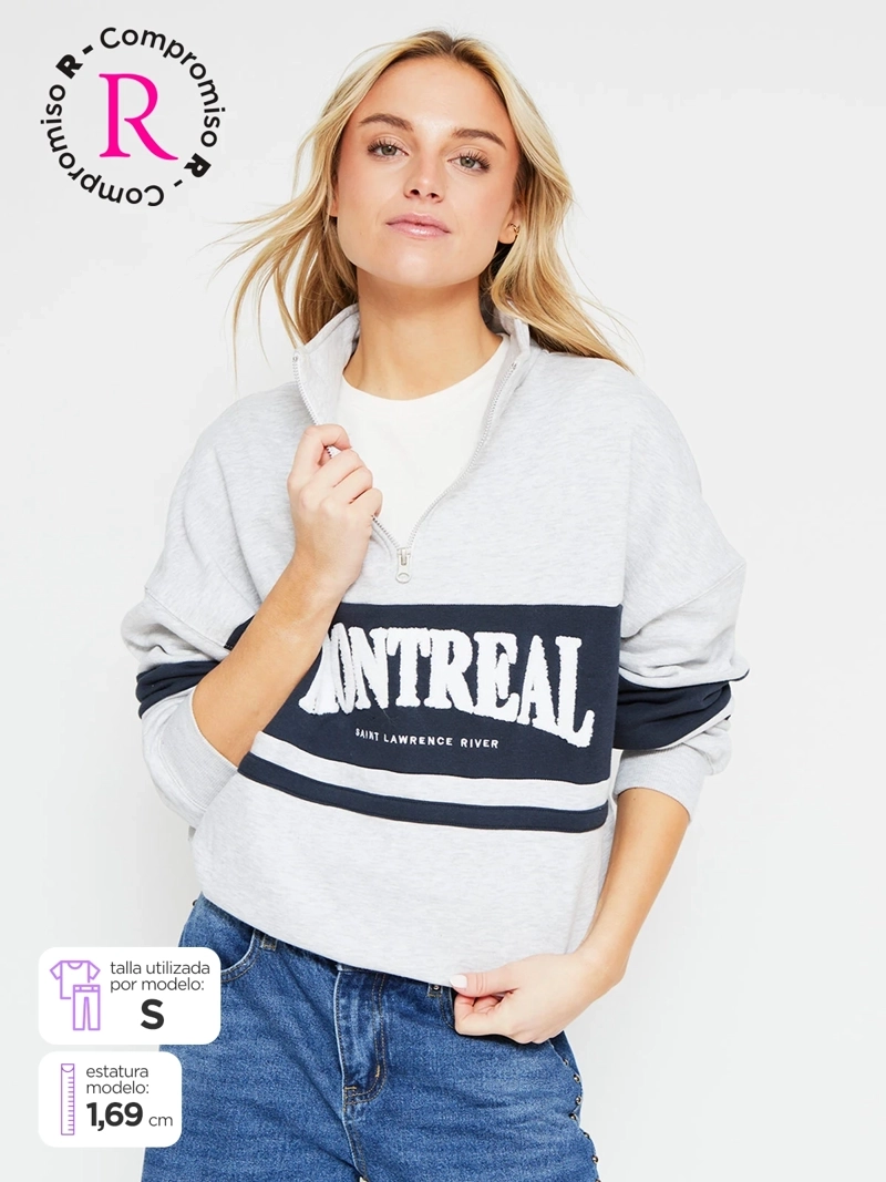 POLERÓN MUJER INDEX ALGODÓN MANGA LARGA OVERSIZE - 1