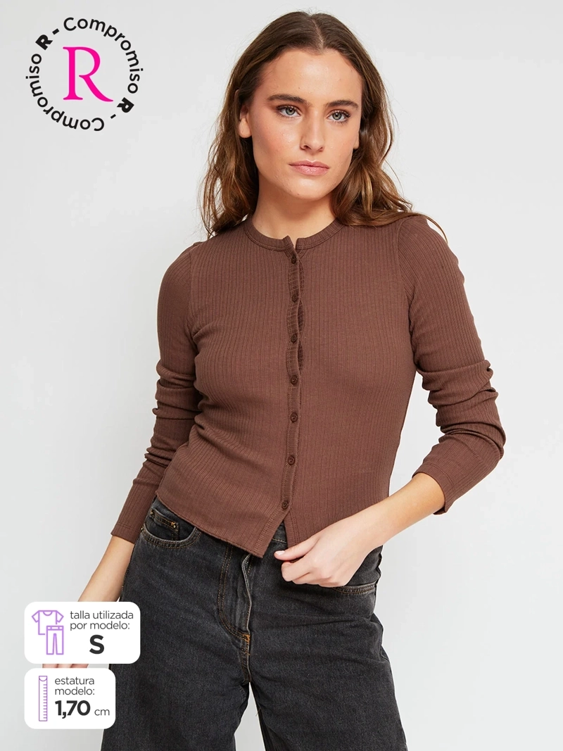 POLERA MUJER INDEX ALGODÓN MANGA LARGA BÁSICA