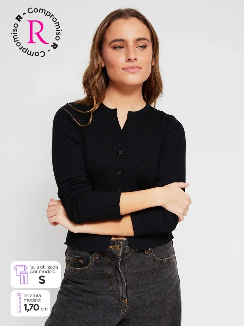 POLERA MUJER INDEX ALGODÓN MANGA LARGA BÁSICA - 1