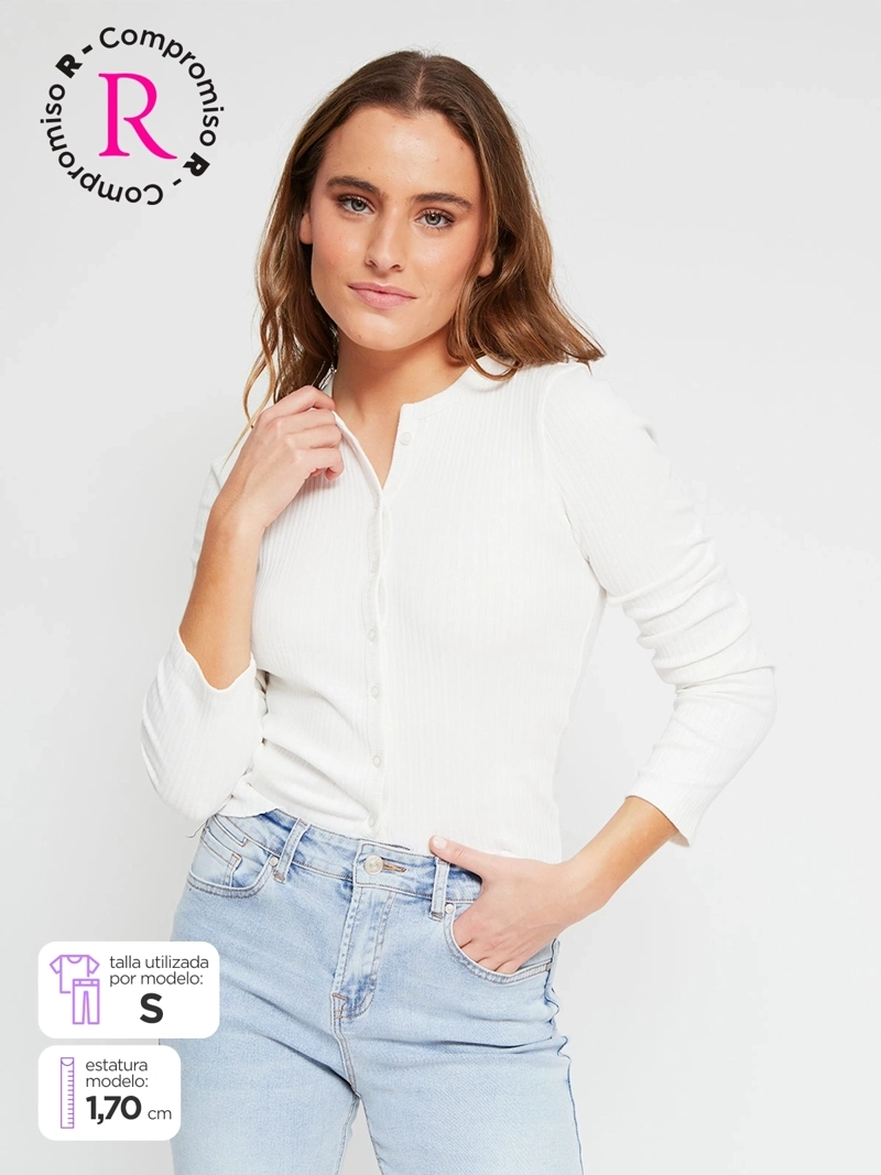 POLERA MUJER INDEX ALGODÓN MANGA LARGA BÁSICA - 1