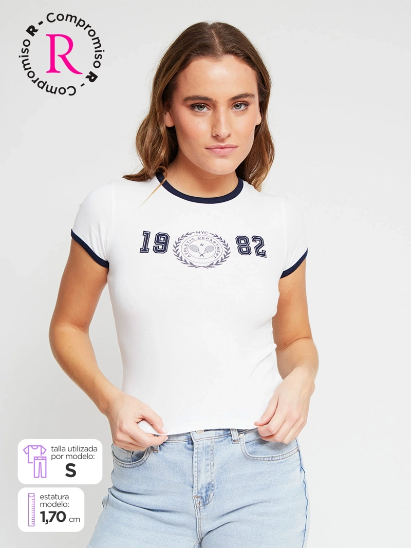 POLERA MUJER INDEX ALGODÓN MANGA CORTA BÁSICA - 1