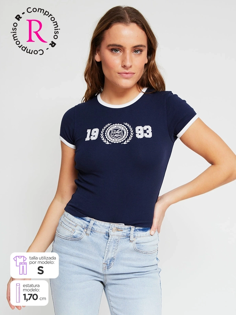 POLERA MUJER INDEX ALGODÓN MANGA CORTA BÁSICA - 1