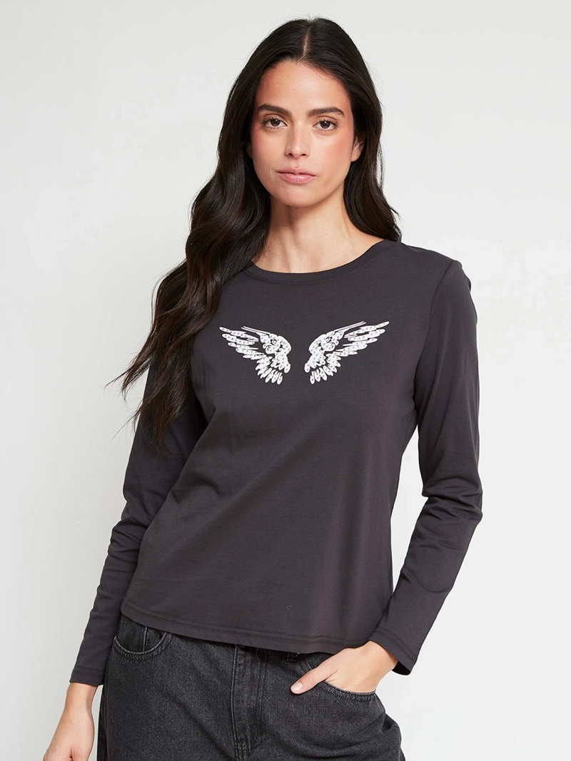 POLERA MUJER INDEX ALGODÓN MANGA LARGA ESTAMPADA - 2
