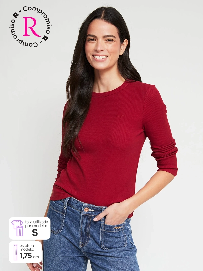 POLERA MUJER INDEX ALGODÓN MANGA LARGA ESTAMPADA - 1
