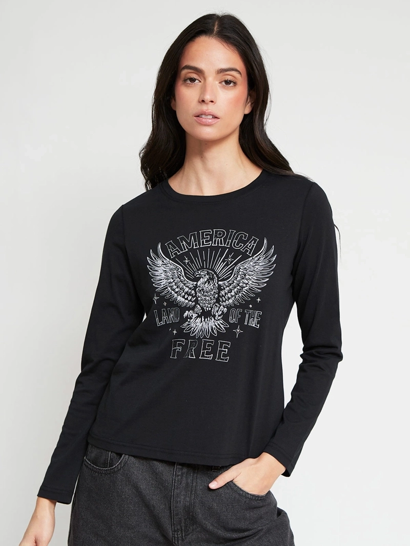 POLERA MUJER INDEX ALGODÓN MANGA LARGA ESTAMPADA - 2