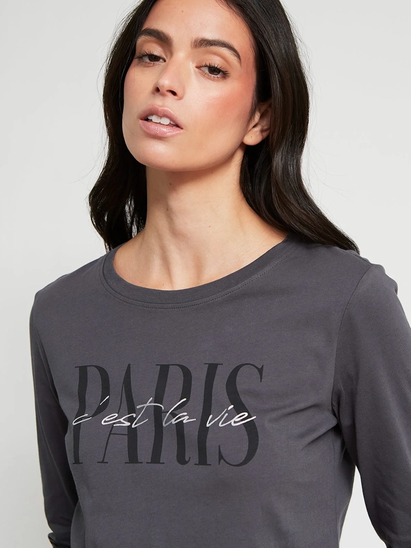 POLERA MUJER INDEX ALGODÓN MANGA LARGA ESTAMPADA - 4