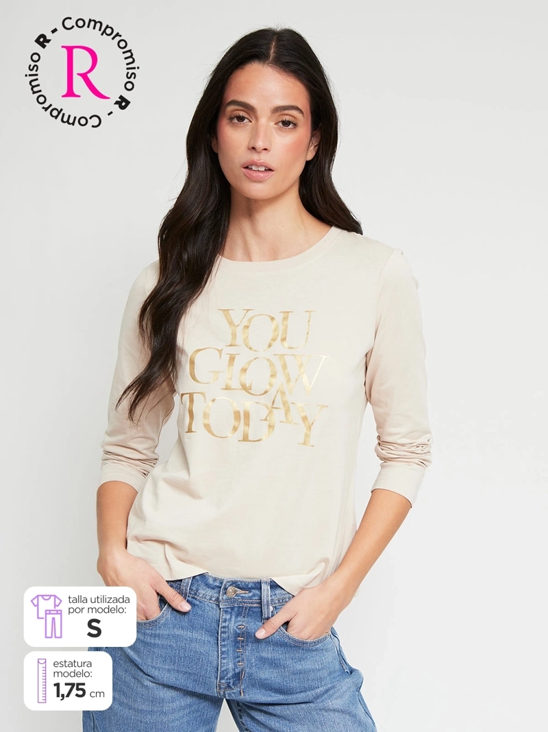 POLERA MUJER INDEX ALGODÓN MANGA LARGA ESTAMPADA - 1