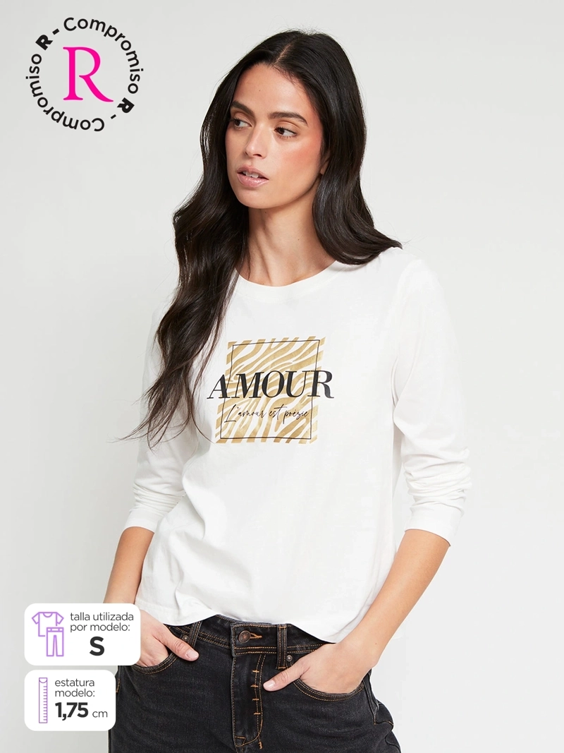 POLERA MUJER INDEX ALGODÓN MANGA LARGA ESTAMPADA - 1