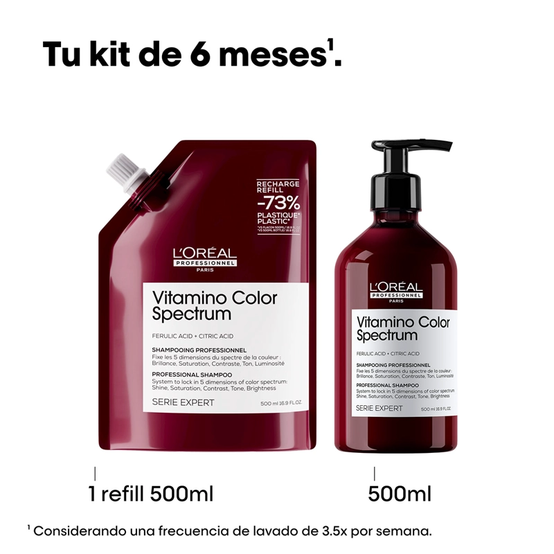 REFILL SHAMPOO CUIDADO COLOR L'OREAL PROFESSIONNEL VITAMINO COLOR SPECTRUM 500 ML  - 7