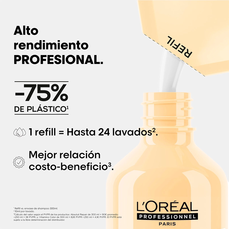 REFILL SHAMPOO REPARACIÓN Y NUTRICIÓN  L'OREAL PROFESSIONNEL ABSOLU REPAIR 240 ML  - 2