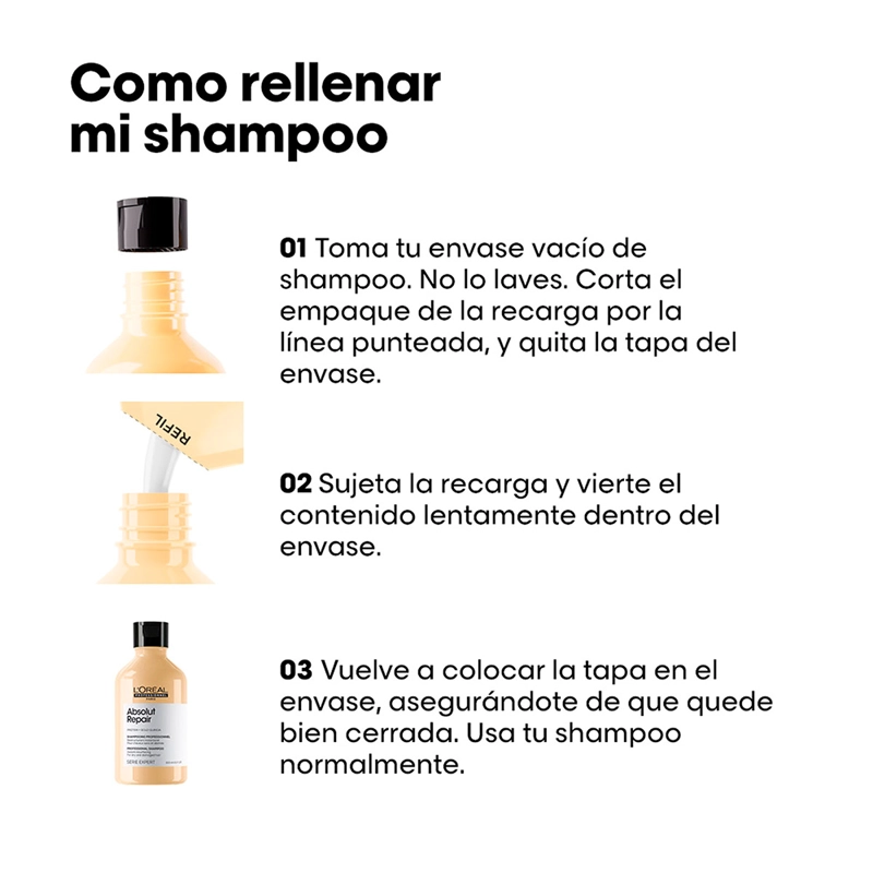 REFILL SHAMPOO REPARACIÓN Y NUTRICIÓN  L'OREAL PROFESSIONNEL ABSOLU REPAIR 240 ML  - 5