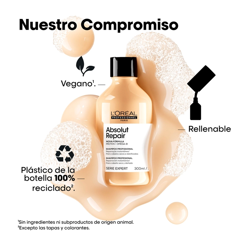REFILL SHAMPOO REPARACIÓN Y NUTRICIÓN  L'OREAL PROFESSIONNEL ABSOLU REPAIR 240 ML  - 6