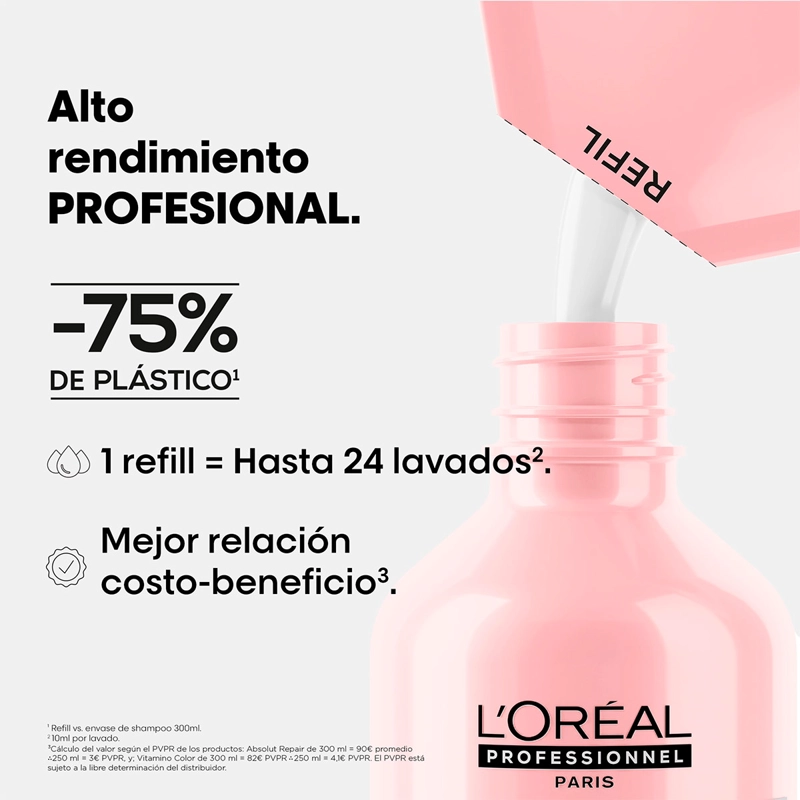 REFILL SHAMPOO CUIDADO COLOR L'OREAL PROFESSIONNEL VITAMINO COLOR SPECTRUM 240 ML  - 2