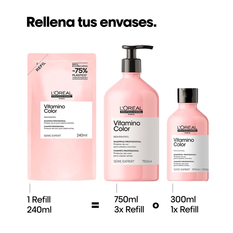 REFILL SHAMPOO CUIDADO COLOR L'OREAL PROFESSIONNEL VITAMINO COLOR SPECTRUM 240 ML  - 3