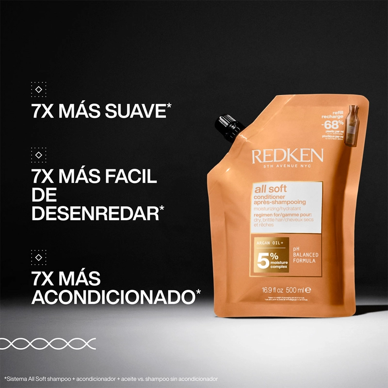 REFILL ACONDICIONADOR REDKEN HIDRATANTE ALL SOFT 500 ML - 2