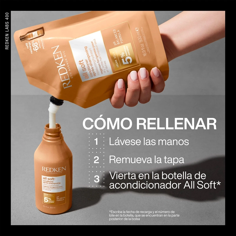 REFILL ACONDICIONADOR REDKEN HIDRATANTE ALL SOFT 500 ML - 3