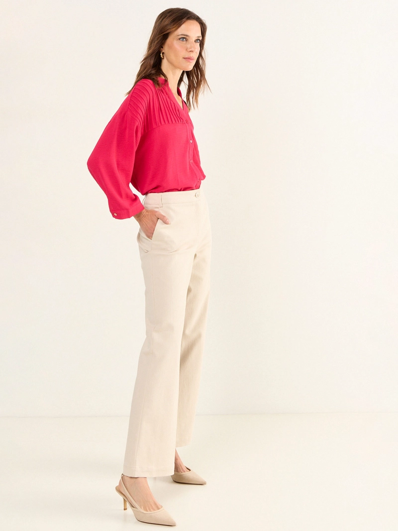 PANTALÓN MUJER MA GRIFFE ALGODÓN FLARE GABARDINA TEXTURADA - 2