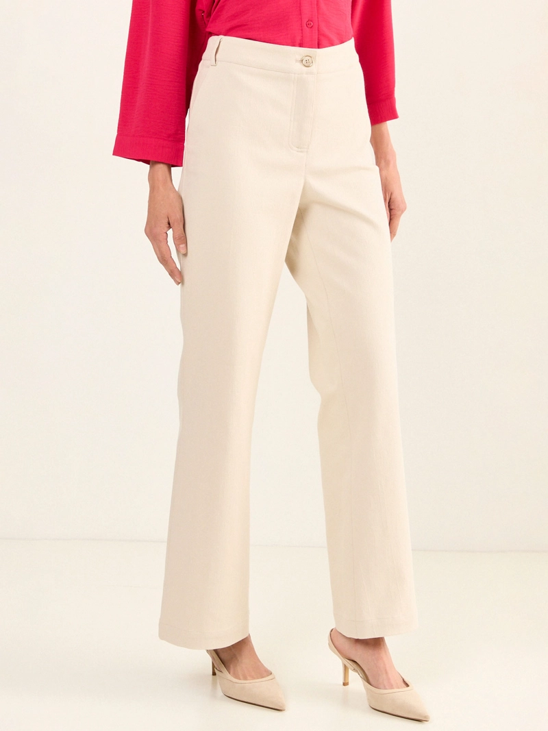 PANTALÓN MUJER MA GRIFFE ALGODÓN FLARE GABARDINA TEXTURADA - 3