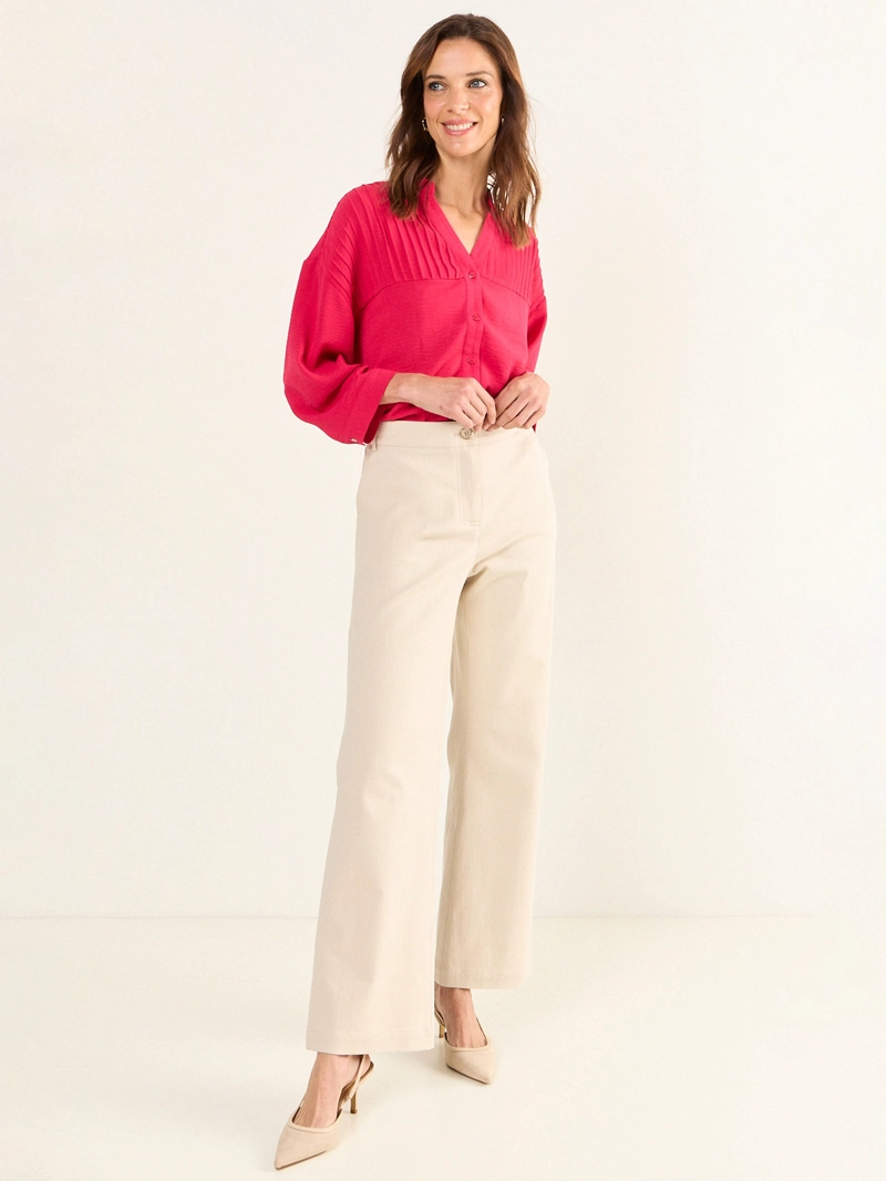 MA GRIFFE PANTALÓN MUJER MA GRIFFE ALGODÓN FLARE GABARDINA TEXTURADA