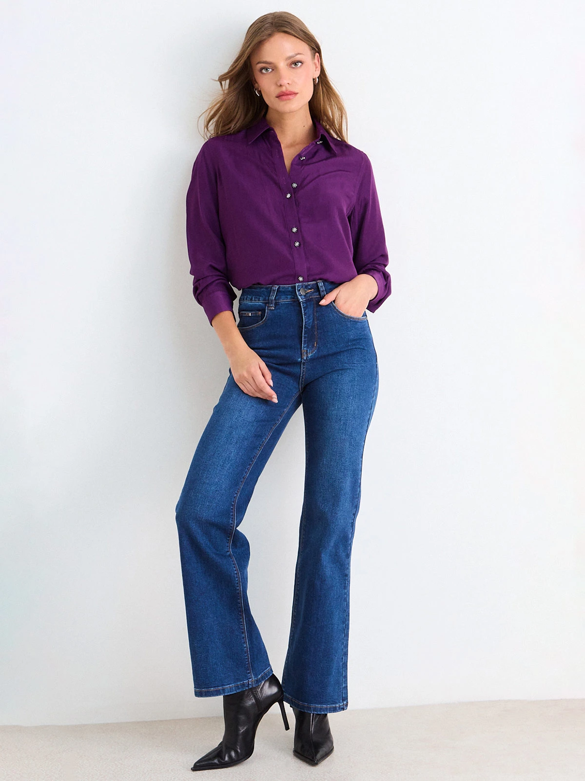 BLUSA MUJER ASH ALGODÓN MANGA LARGA CAMISERA - 1