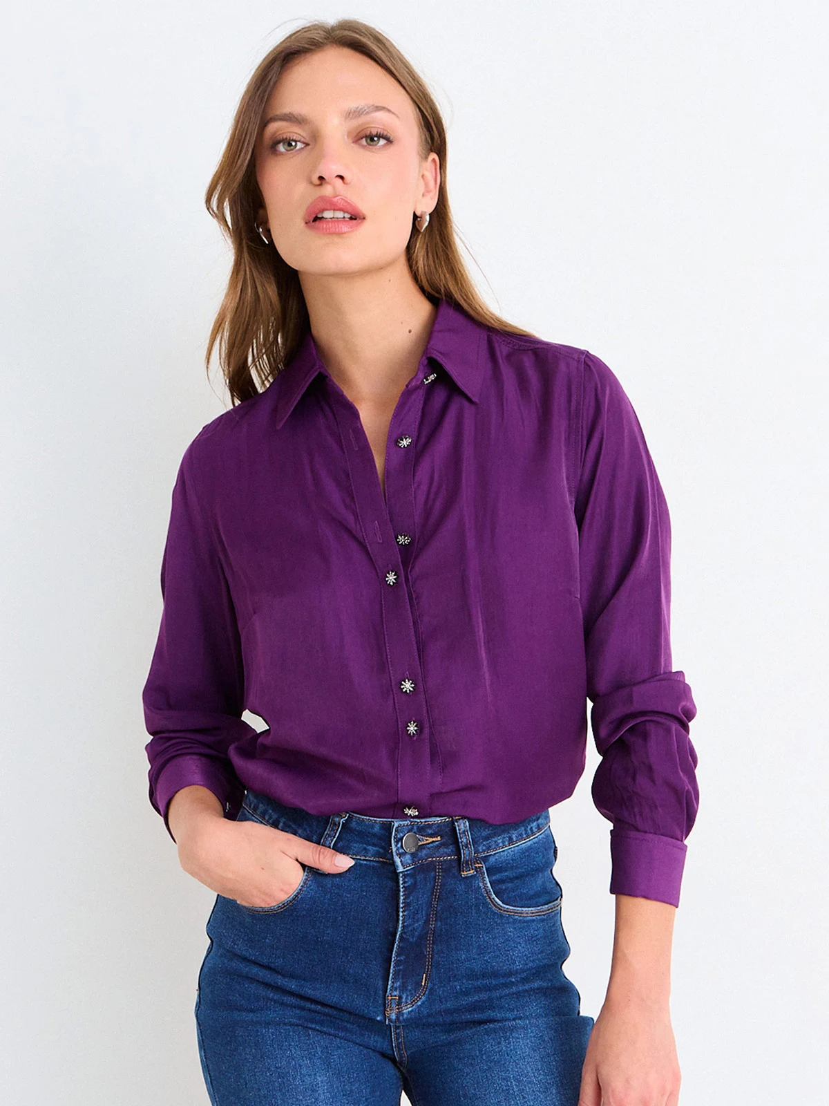 BLUSA MUJER ASH ALGODÓN MANGA LARGA CAMISERA - 3