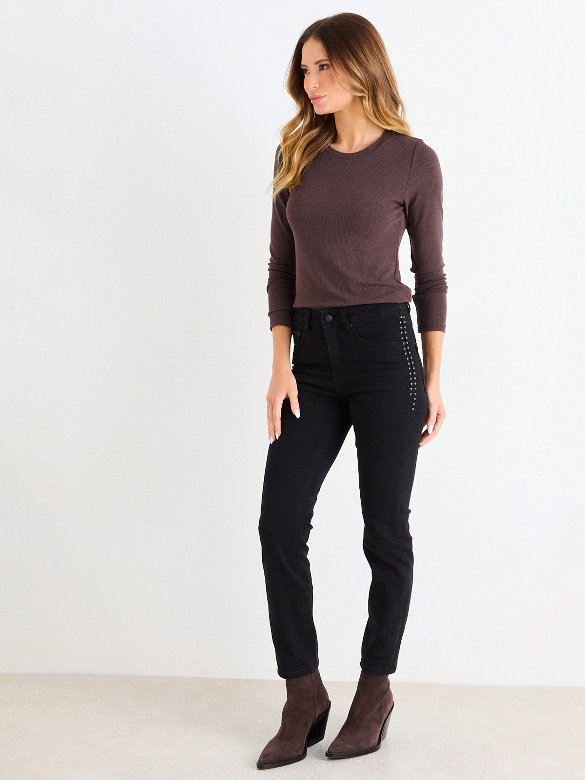 POLERA MUJER ASH CUELLO REDONDO MANGA LARGA LISA AJUSTADA - 2