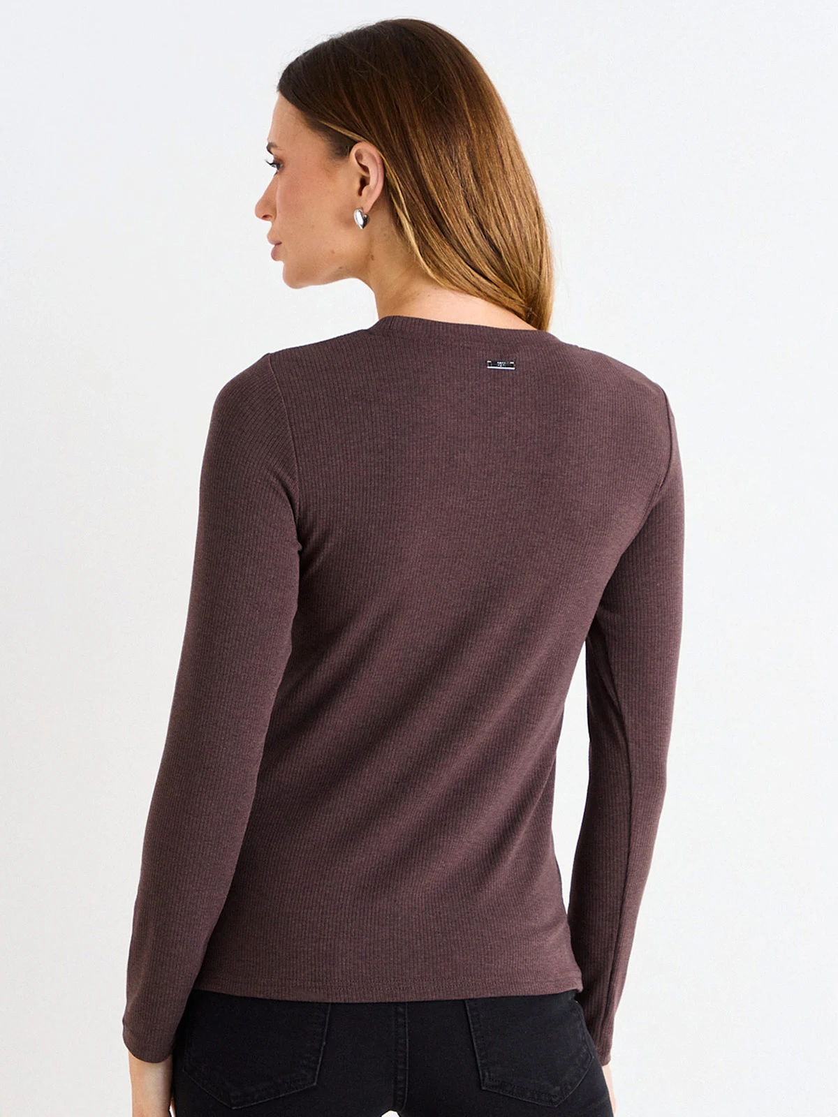 POLERA MUJER ASH CUELLO REDONDO MANGA LARGA LISA AJUSTADA - 4