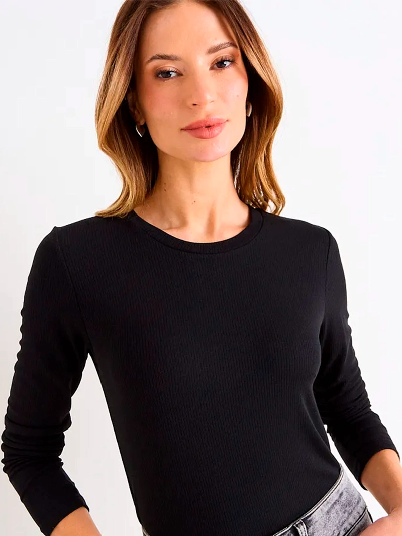 POLERA MUJER ASH CUELLO REDONDO MANGA LARGA LISA AJUSTADA - 4
