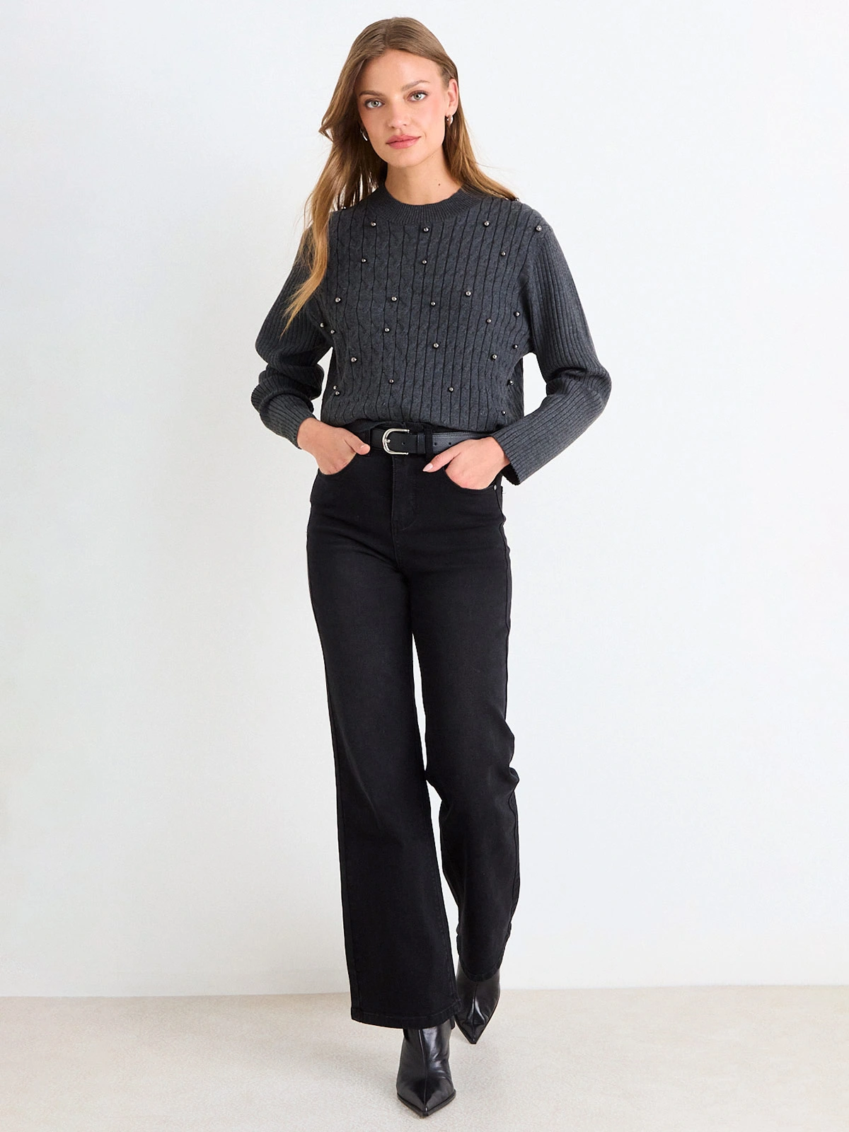 SWEATER MUJER ASH MANGA LARGA TACHAS REDONDAS - 1