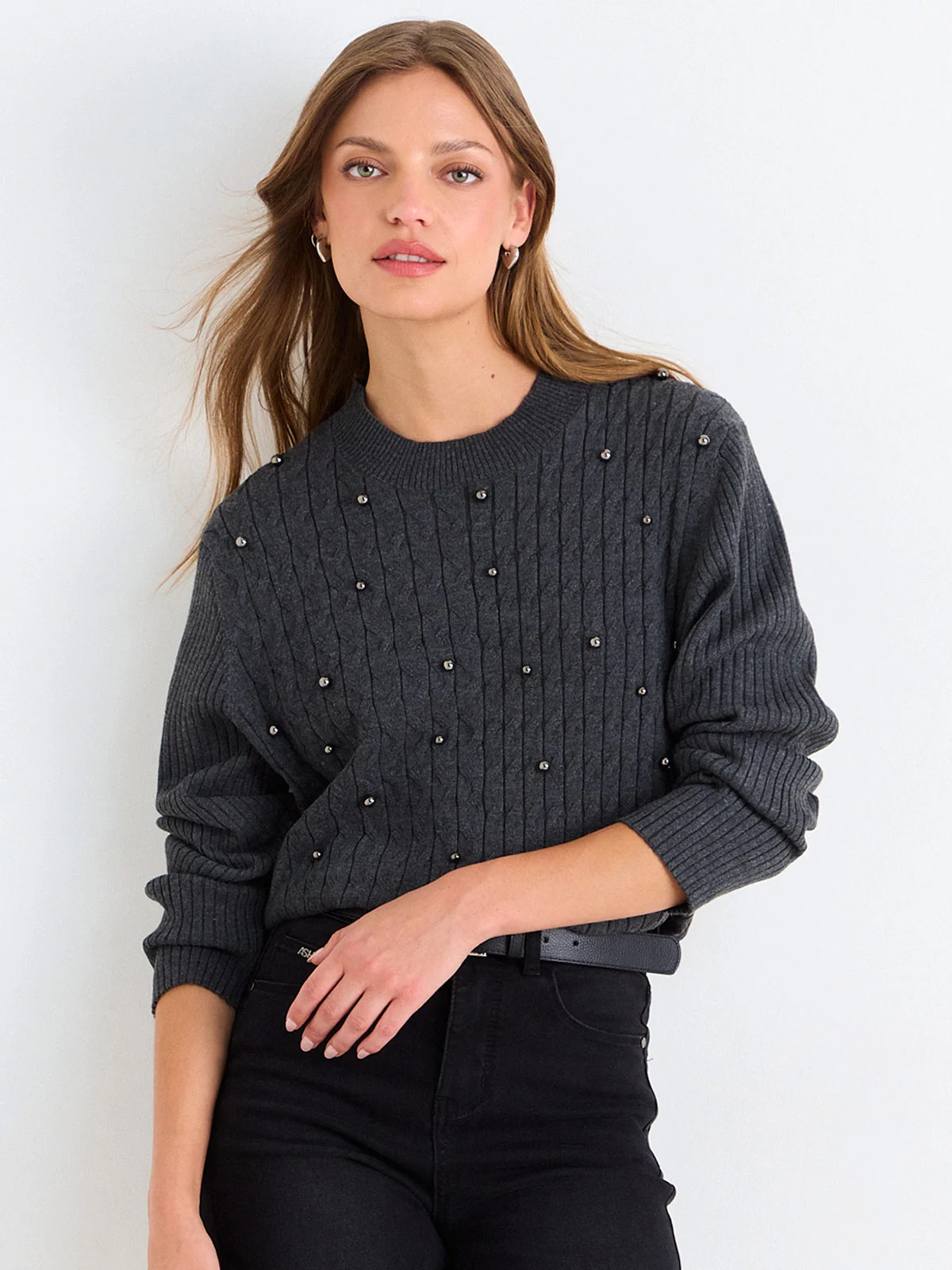 SWEATER MUJER ASH MANGA LARGA TACHAS REDONDAS - 3