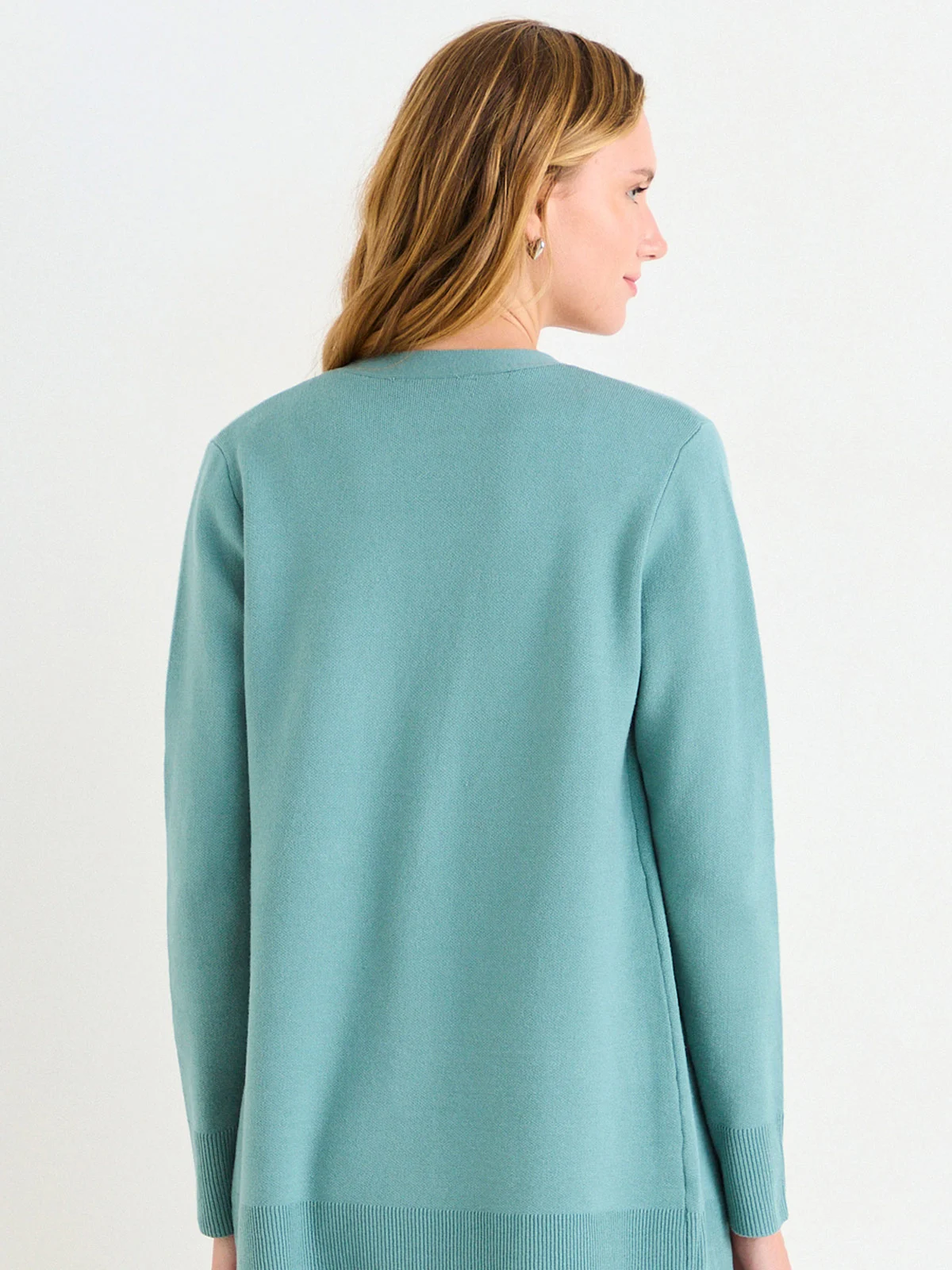 CARDIGAN MUJER ASH LARGO LISO RIB ANCHO - 4
