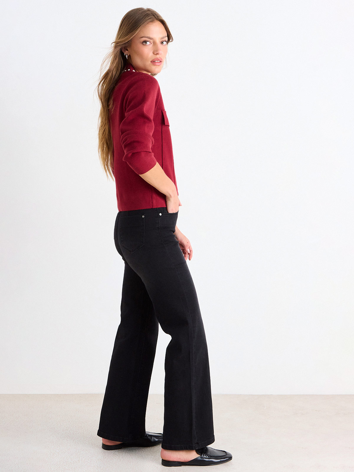 SWEATER MUJER ASH CUELLO CAMISERO MANGA LARGA - 2