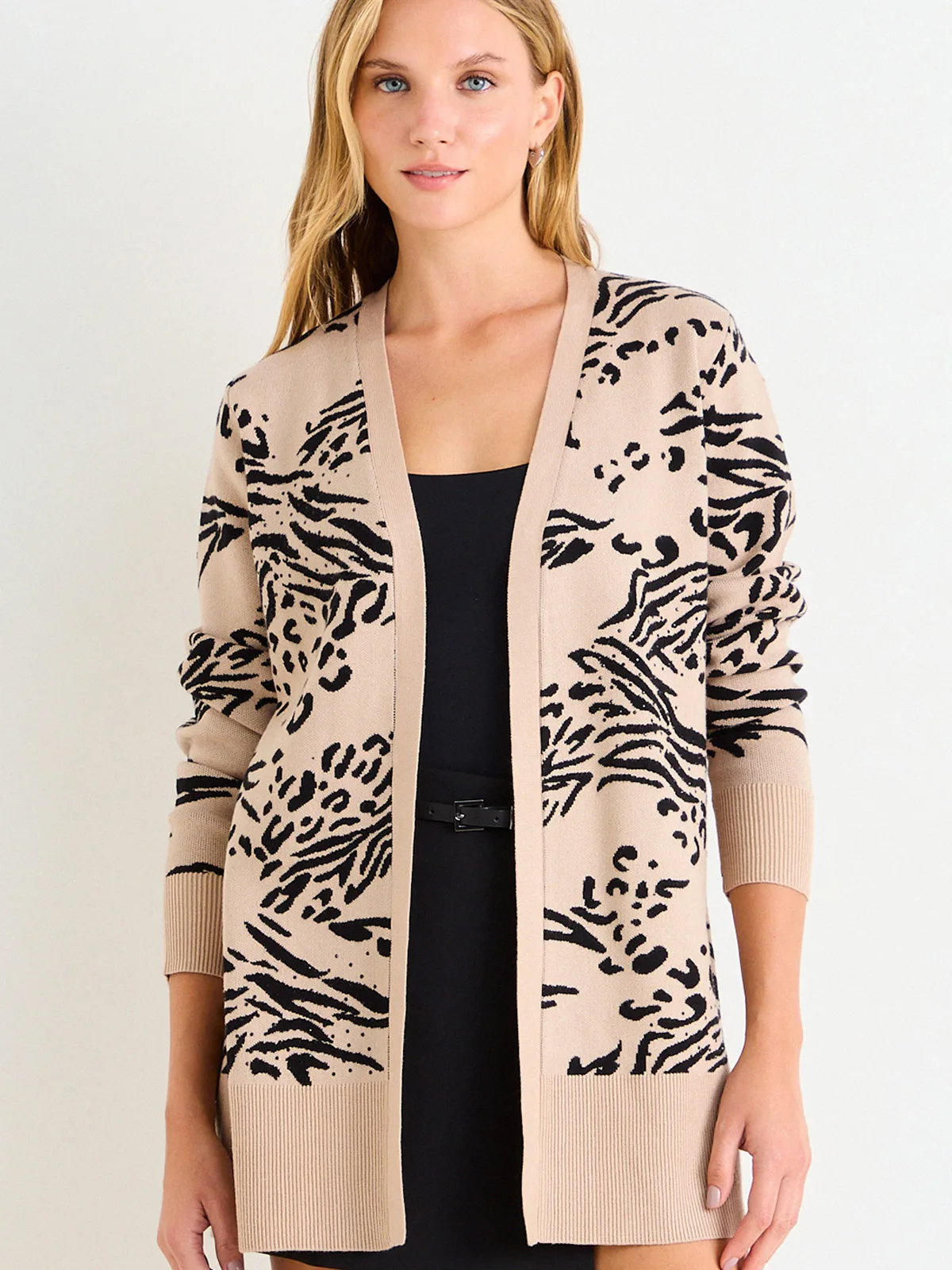 CARDIGAN MUJER ASH LARGO RIB ANCHO SIN BOTONES - 3