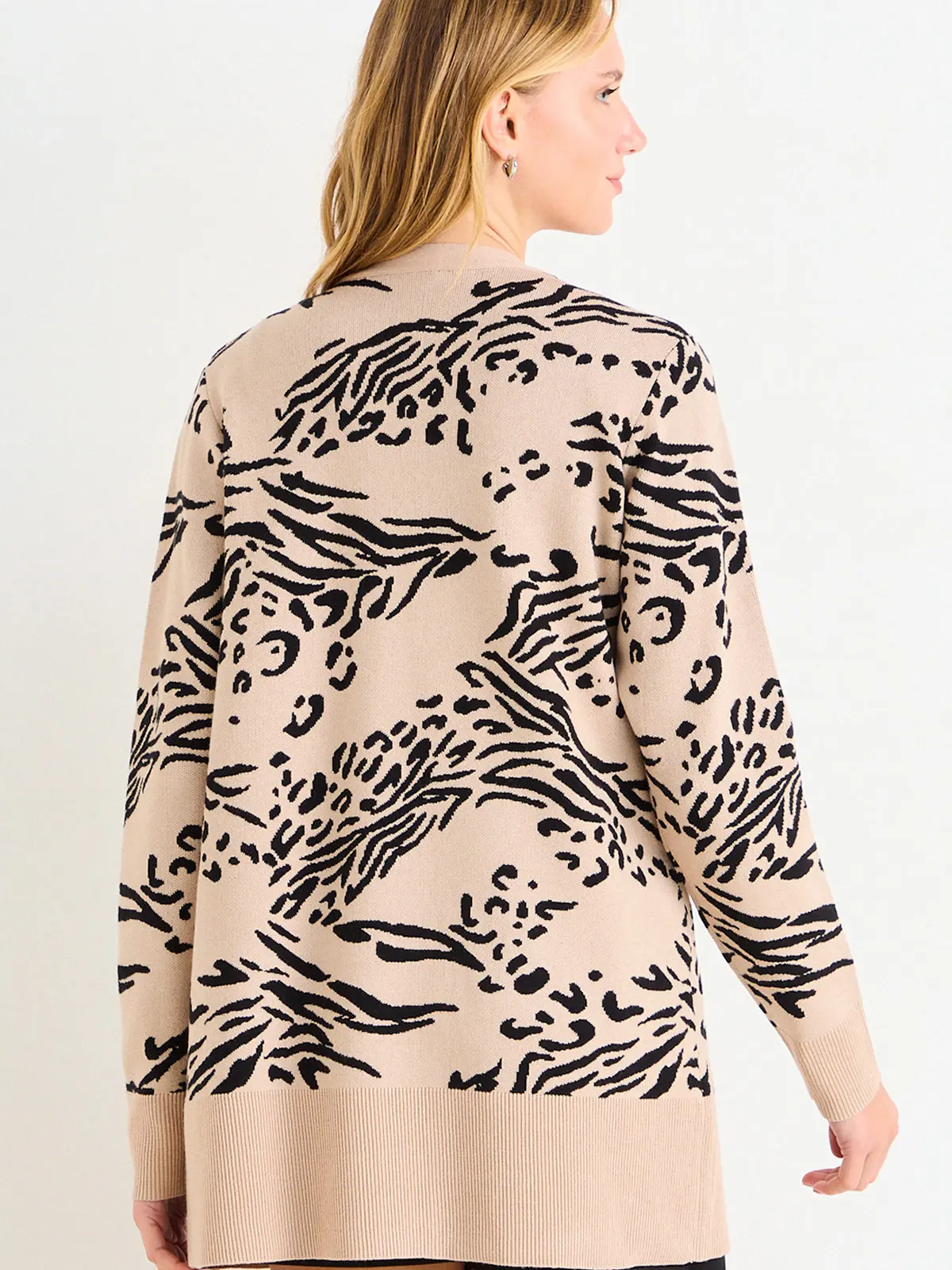 CARDIGAN MUJER ASH LARGO RIB ANCHO SIN BOTONES - 4