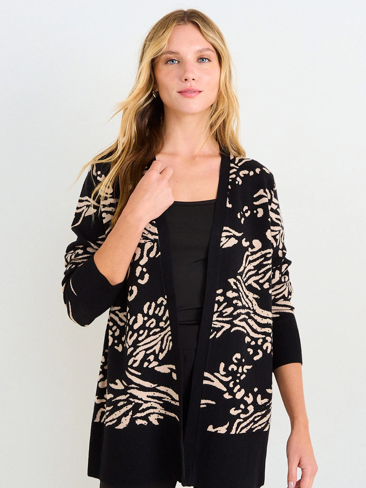 CARDIGAN MUJER ASH LARGO RIB ANCHO SIN BOTONES - 3