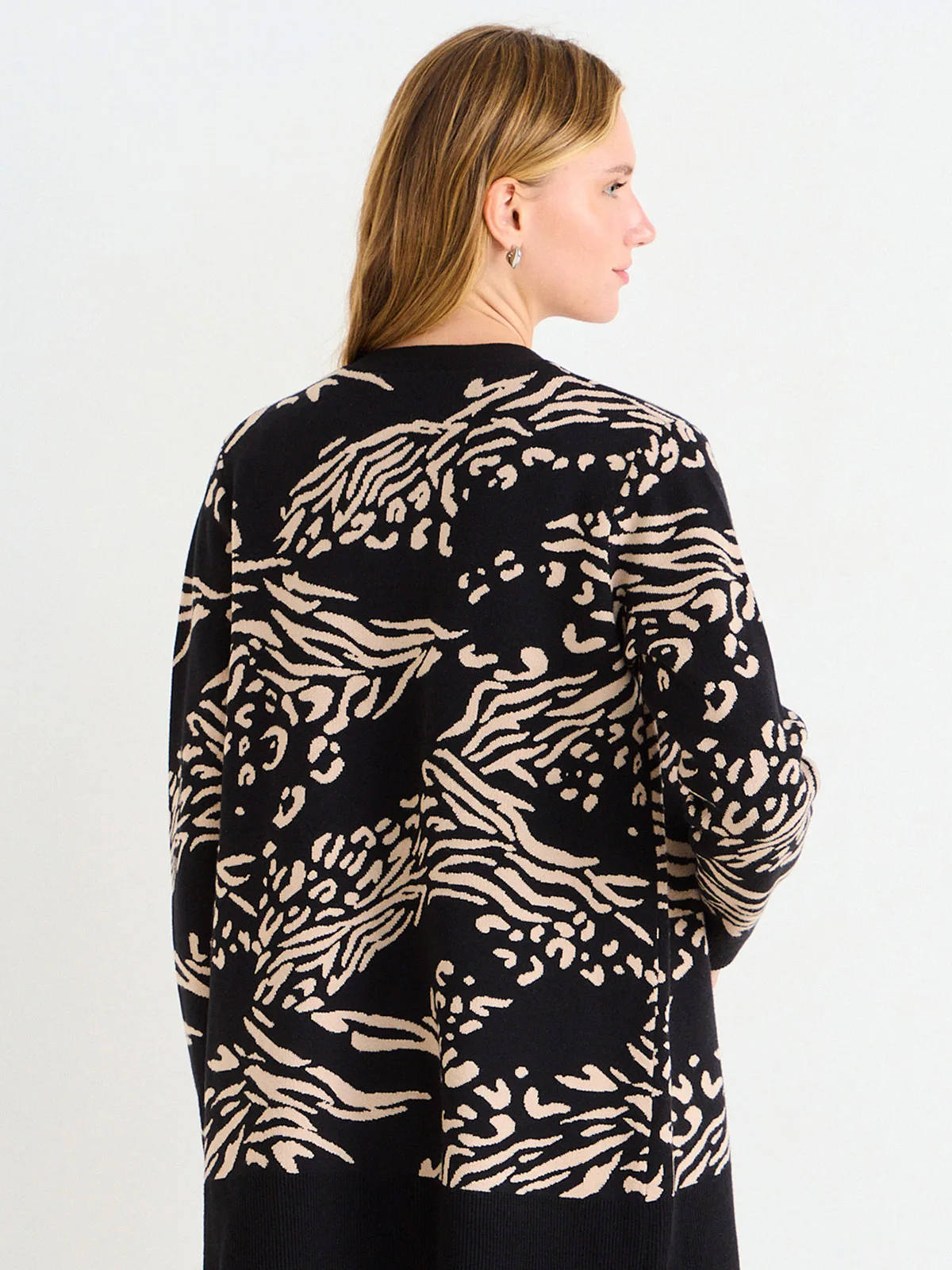 CARDIGAN MUJER ASH LARGO RIB ANCHO SIN BOTONES - 4