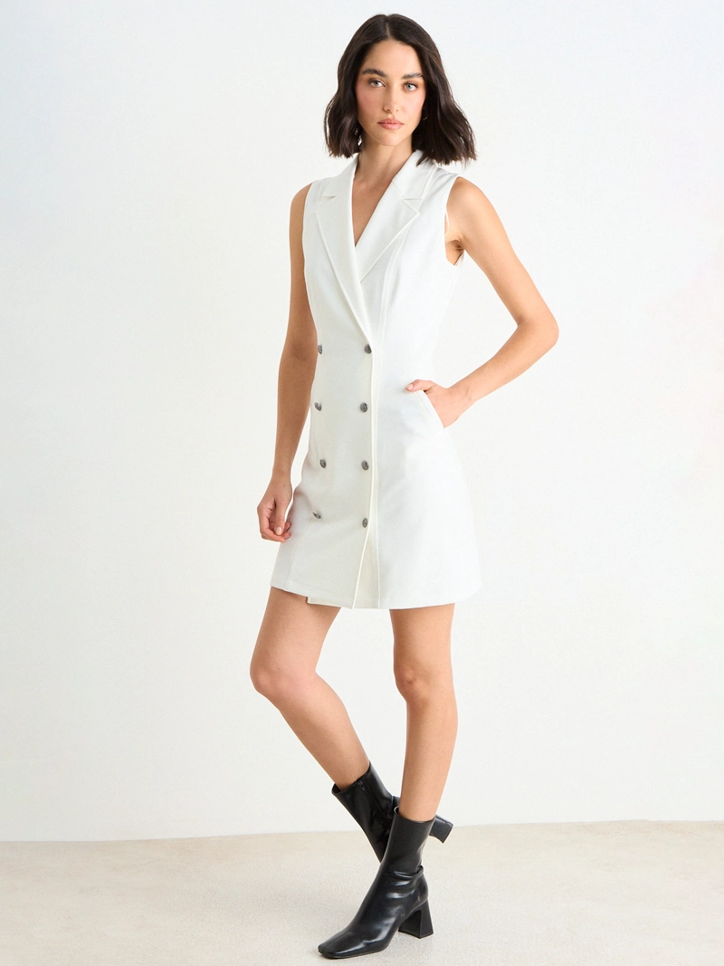 VESTIDO MUJER ASH CORTO LISO TIPO BLAZER - 2