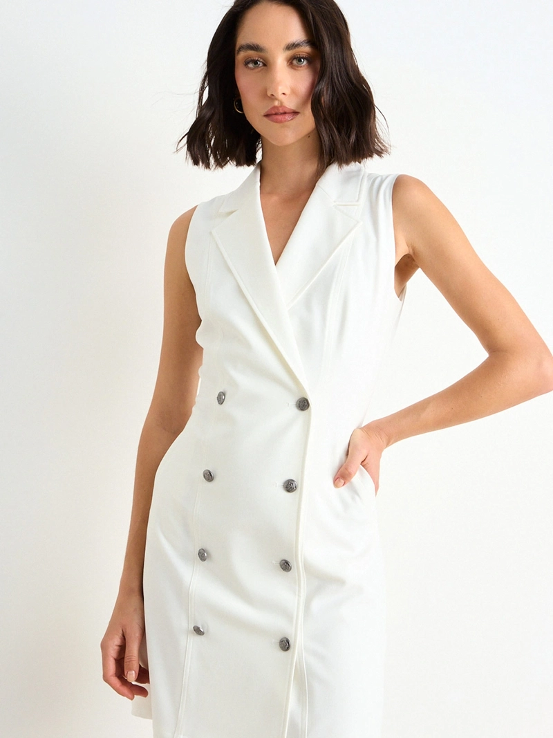 VESTIDO MUJER ASH CORTO LISO TIPO BLAZER - 3