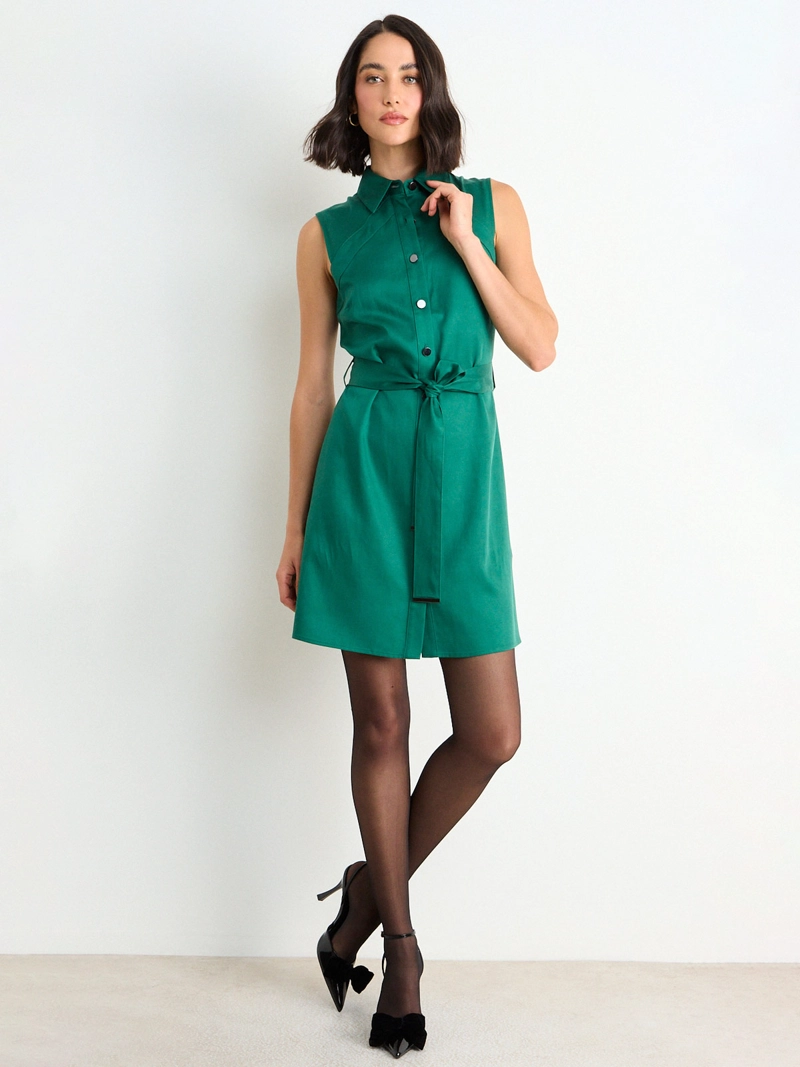 VESTIDO MUJER ASH CUELLO CAMISERO SIN MANGAS - 1