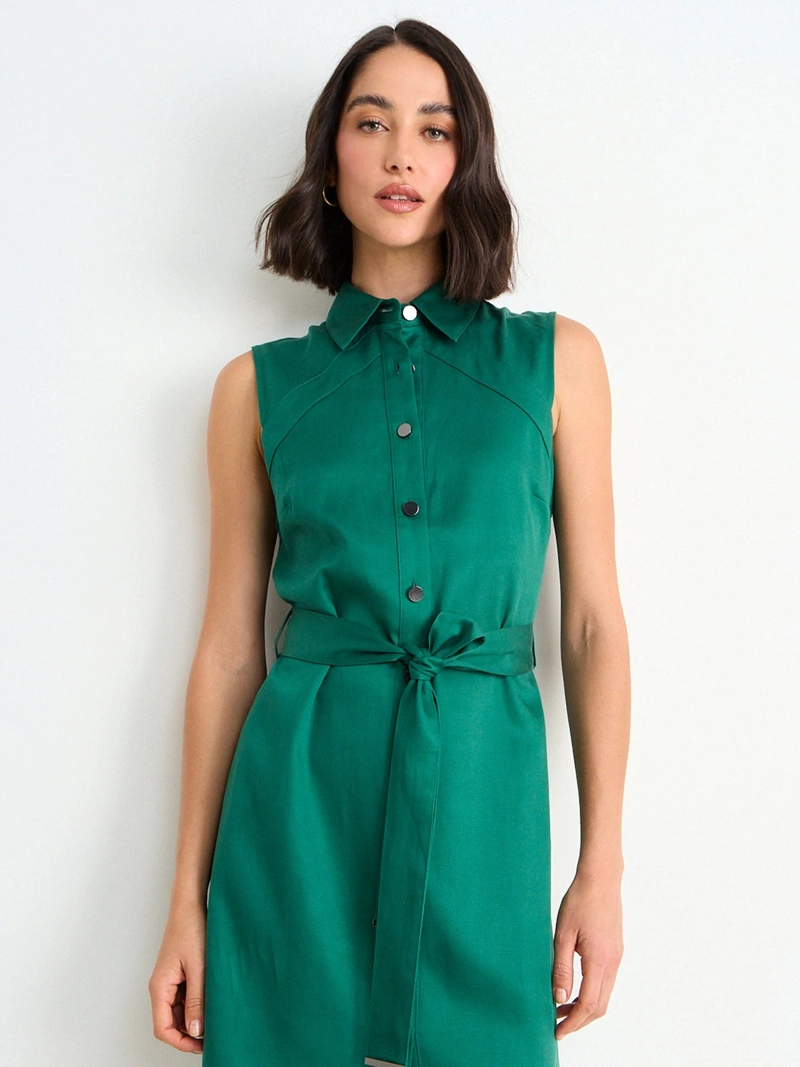VESTIDO MUJER ASH CUELLO CAMISERO SIN MANGAS - 3