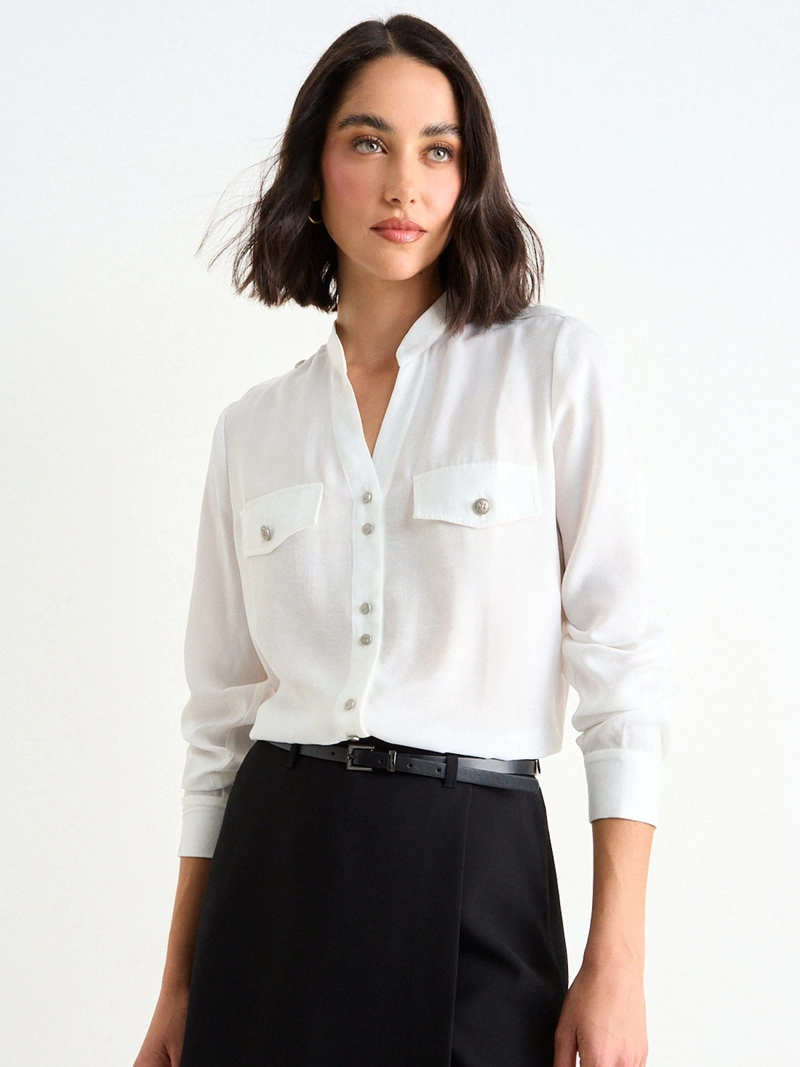 BLUSA MUJER ASH CUELLO MAO ABOTONADURA - 3
