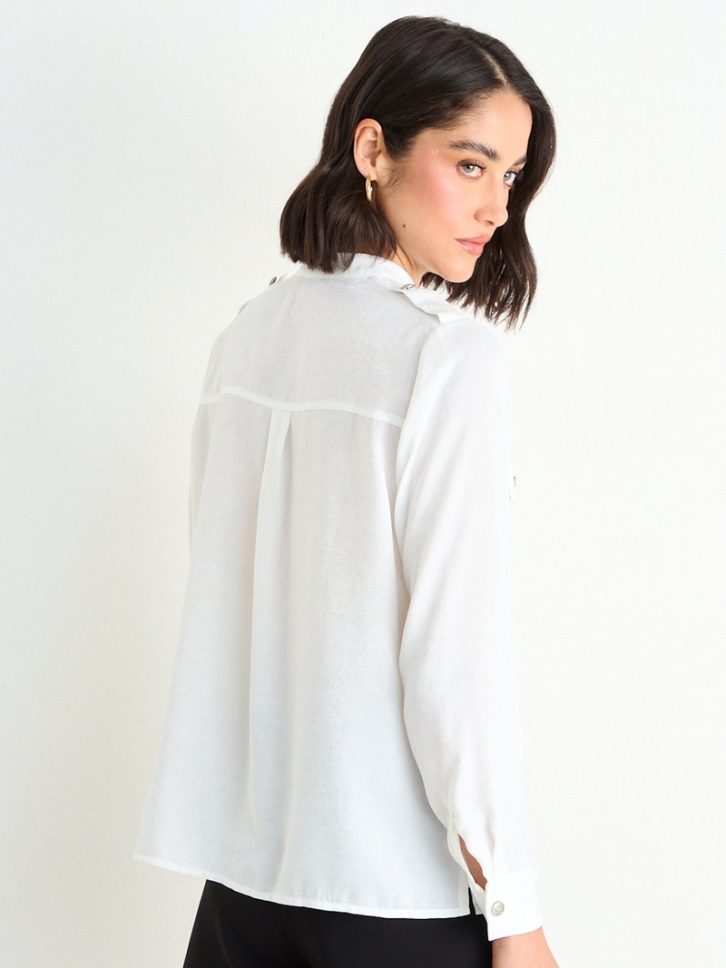 BLUSA MUJER ASH CUELLO MAO ABOTONADURA - 4