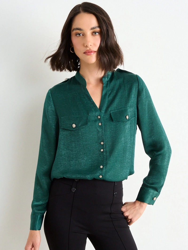 BLUSA MUJER ASH CUELLO MAO ABOTONADURA - 3