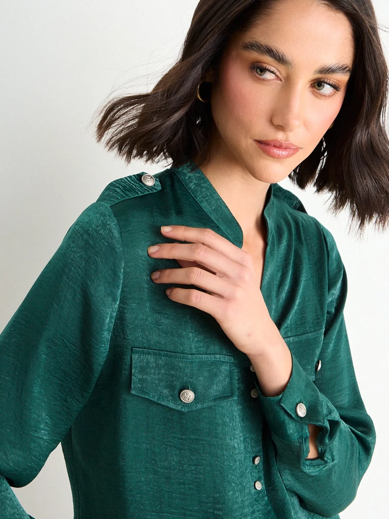 BLUSA MUJER ASH CUELLO MAO ABOTONADURA - 5