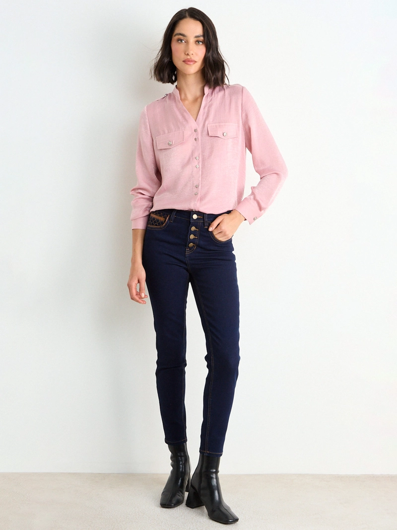 BLUSA MUJER ASH CUELLO MAO ABOTONADURA - 1