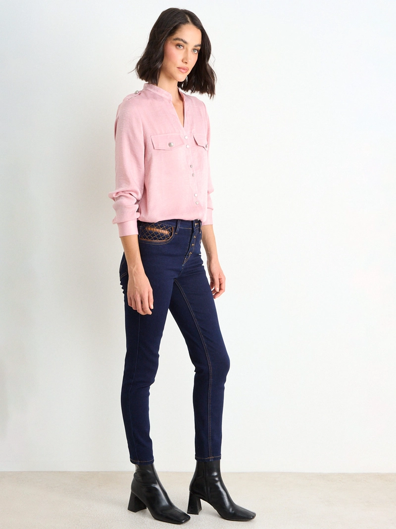 BLUSA MUJER ASH CUELLO MAO ABOTONADURA - 2