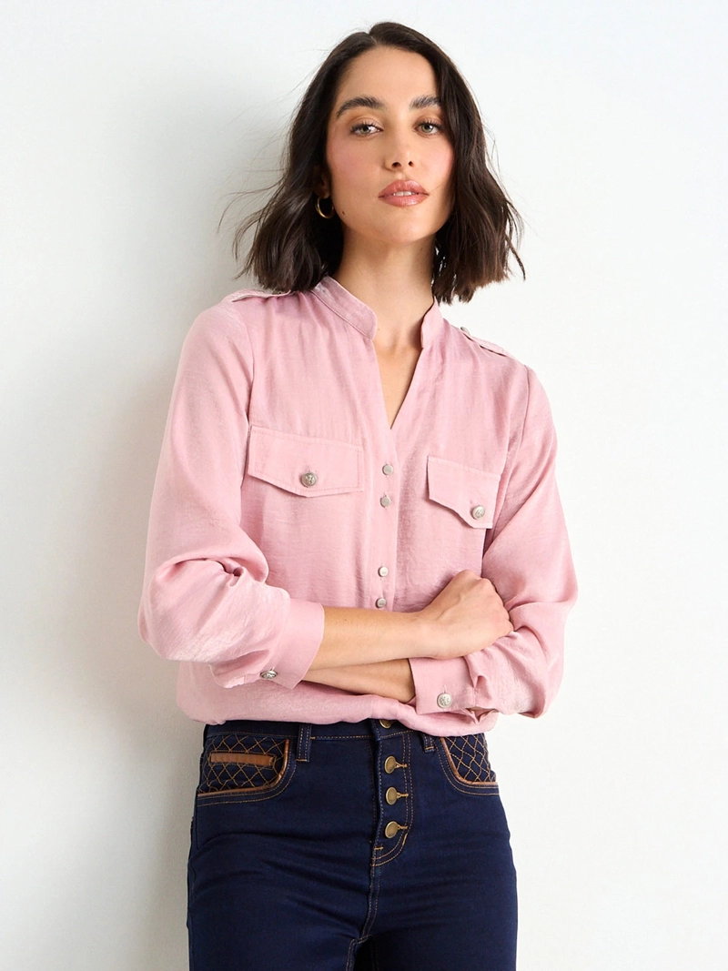 BLUSA MUJER ASH CUELLO MAO ABOTONADURA - 3