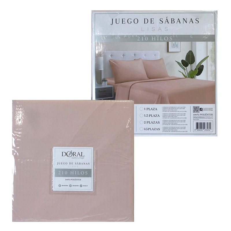 JUEGO DE SÁBANAS DORAL LISAS 1.5 PLAZAS CORAL - 4